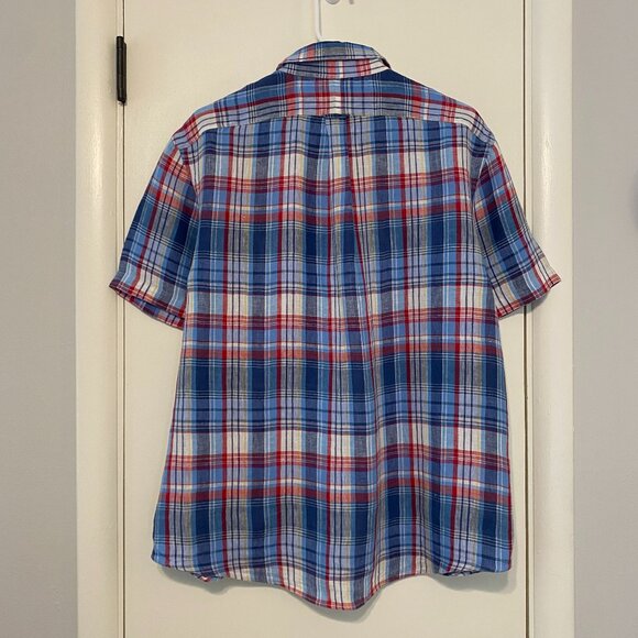 Ralph Lauren Polo Men's S/S Classic Plaid 100% Linen Button-Down Shirt L Pony - Picture 5 of 10